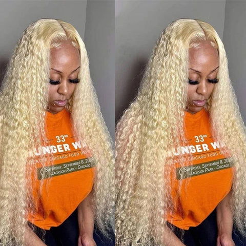 613 Blonde Transparent HD Lace Front Wigs 13*4 Frontal Deep Wave Human Hair