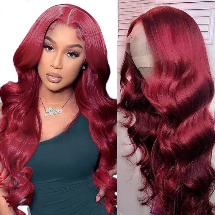 Eloisa 4*4 99J Burgundy Lace Wigs Human Hair Body Wave Hair