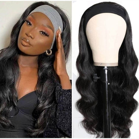 Glueless Headband Wigs Body Wave Human Hair Wig Machine Made Half Wig With Headbands Wigs No Lace Wigs