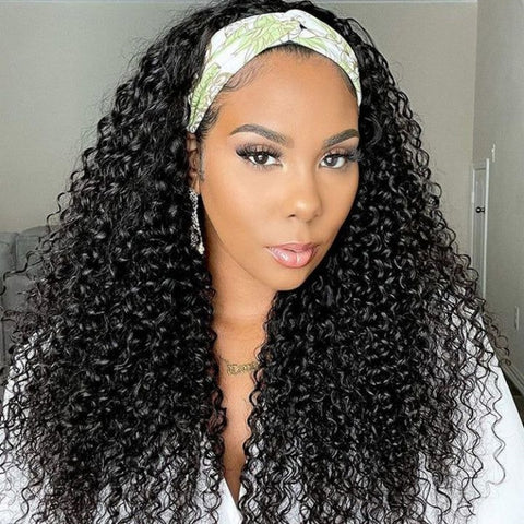 Eloisa Jerry Curly Wave Headband Wigs Brazilian Human Hair Wigs No Lace Wig