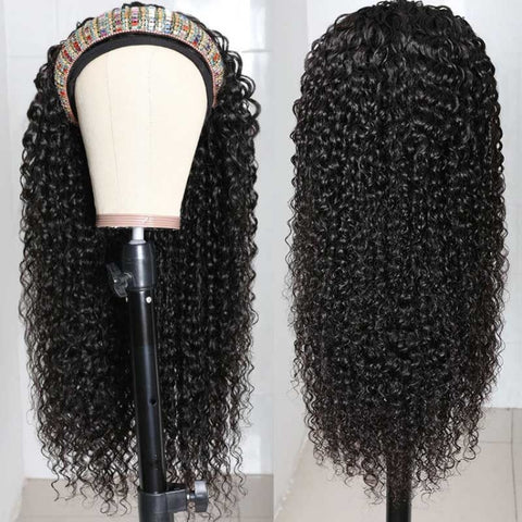 Eloisa Jerry Curly Wave Headband Wigs Brazilian Human Hair Wigs No Lace Wig