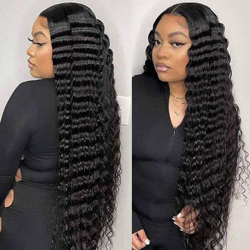 Loose Deep Wave 13x4 HD Transparent Lace Front Wig Brazilian Human Hair Natural Color