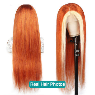 Ginger With Blonde 613 13x4 Straight Lace Front Human Hair Wigs