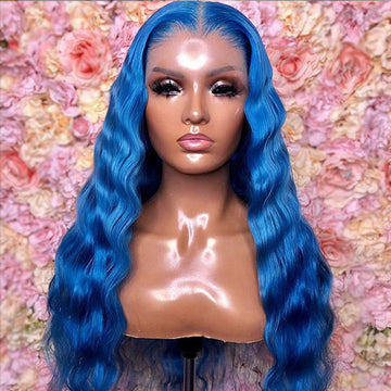 13x4 Ocean Blue Wavy  Body  Lace Wig