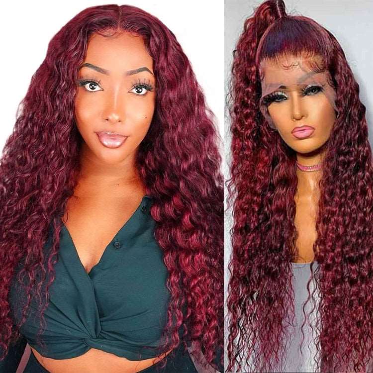 99J Burgundy Curly Wig 13*6 Frontal Wigs Eloisa Virgin Hair Front Wigs