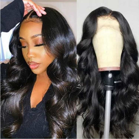 Body Wave 4*4 Lace Closure Wig Top Quality Brazilian Human Hair Wig Natural Color