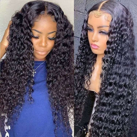 Deep Wave 4*4 Lace Closure Wigs Brazilian Virgin Hair