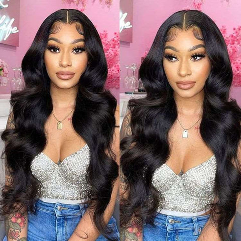 5*5 HD Lace Front Wig Body Wave Human Hair Transparent Lace Wigs Natural Color 10A Hair