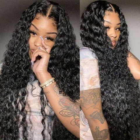 5*5 HD Lace Front Wig Deep Wave Human Hair Transparent Lace Wigs Natural Color 10A Hair