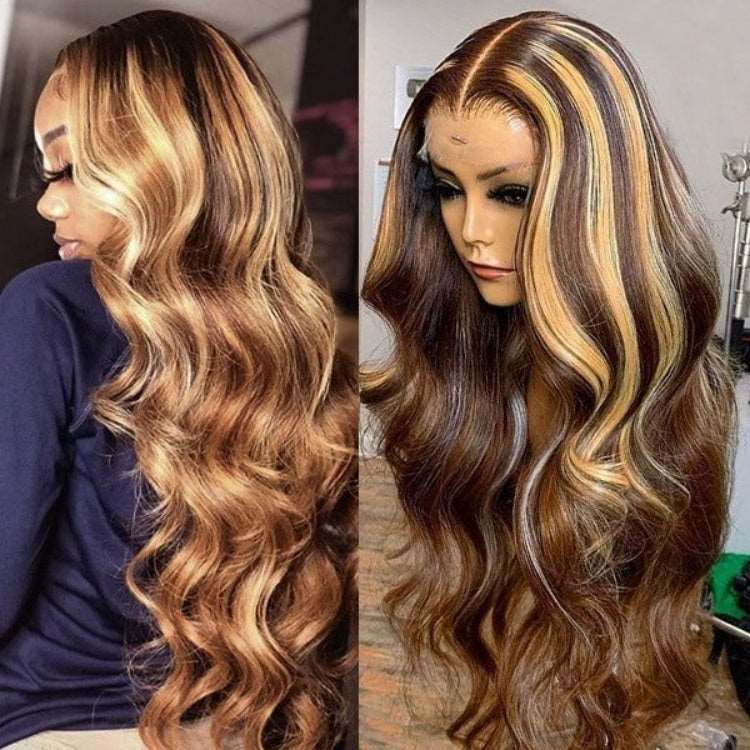 Highlight Piano Color Glueless 5*5 Front Body Wave Wig  Brazilian Human Hair